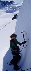 climbing course - learning to place ice screws